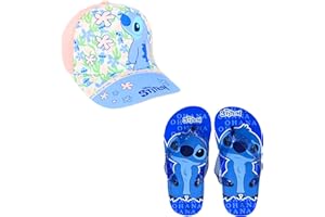 DISNEY FROZEN Disney Stitch Gorra y Chanclas para Niñas, Stitch Gorra de Beisbol Set Verano Niñas, Tallas EU 25 a 32