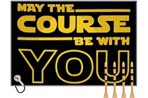 OffiEase Golf Towel With Clip For Golf Club Bags For Men Women Golfers Accessories, Funny May The Course Be With You Microfiber Large Golfing Rag With 4 PCS Golf Tees