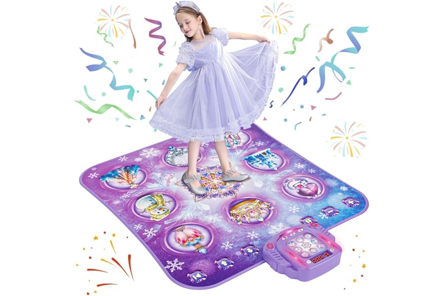 Surelect Dance Mat for 3-12 Year Old Girls – Princess Dance Pad with Wireless Bluetooth, Electronic Music Toy Birthday & Xmas Gifts for Kids and Toddlers Ages 3 4 5 6 7 8 9 10 +
