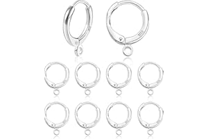 ALEXCRAFT Ganci Orecchini Argento 92 Ganci Orecchini Anallergici Monachelle Kit Fai Da Te Chiusure 10 orecchini a cerchio