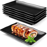 FARYODI Rectangular Serving Plates, 6 Pack, 8.1 x 5 x 1.1 Inches, Melamine, Plastic Dinnerware Set, Dessert Plates, Appetizer