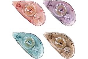 ASIRYVA 4 Pack Glue Roller, 32m Double Sided Tape Dispenser, 0.31in X 26.25ft Glue Tape Roller, Double Sided Tape Roller for Scrapbook Accessories School Home Office Crafting, Cards, Journal (8m X 8mm)