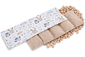 TOTSY BABY Almohada de huesos de cereza almohada térmica para bebé almohada de grano para microondas almohada pequeña de huesos de cereza para calor y frío 60 x 20 cm algodón rosaBúho