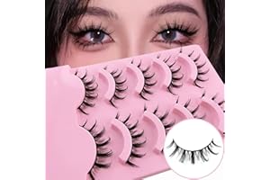 HERACKS Falsche Wimpern Manga Lashes - Natürlicher Look Künstliche Wimpern Anime Fake Lashes 15mm Kurz Cosplay Lashes Faux Mink Spiky Wispy False Eyelashes 5 Paare