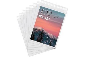 Somime syrafria bildärmar, 100-pack kristallklara förvaringsväskor för 9 x 12 konsttryck, bilder, foton, rammattor (väskstorlek: 23 cm x 30 cm)