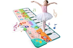 LEADSTAR Tappeto Musicale Bambini,Tappeto Gioco Bambini con 8 Suoni di Animali,Tappeto Pianoforte Musicale Bambini Educativo Giocattolo,Regalo Bambino 1 2 3 4 5 Anni (110 * 36 cm)