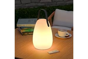 FUYO Lampe de Table Extérieure Rechargeable LED 8 Couleurs Dimmable Lampe de Table Sans Fil avec Télécommande, 4 Niveaux d'intensité Variable, IP44 étanche pour Chambre Jardin Patio
