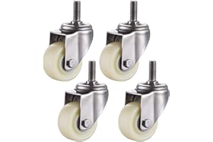 Jolan 4 Piezas,Ruedas De Nailon con Freno,Ruedas Giratorias,Ruedas De Transporte,Pernos M8/M10/M12,Ruedas para Muebles Pesados,Carga De 400Kg,4no Brakes,40mm/M8