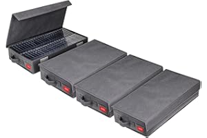 NUSWOR Upgrades Tape Storage Box - Dust-proof Racks With Lid - Audio Holder Pack of 4 - Holds 192 Cases - 16.34 x 9.25 x 3.4 Inches - Grey