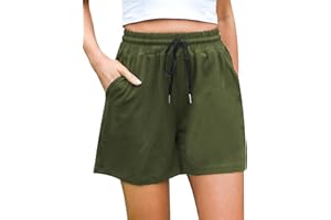 Sykooria Pantalones Cortos Mujer Deporte 100% Algodón Pantalones Cortos Mujer Verano Elástica Transpirable Shorts Deportivos Mujer con Bolsillo Lateral para Fitness Running Yoga Jogging S-XXL