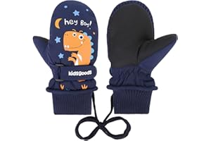 QKURT Gants de Ski Enfants, Moufles de Ski Fille Garçon Gants Chaud Hiver Moufles Coupe-Vent Respirant Snowboard pour Vélo Équitation Patinage Garçons Filles 2-10Ans