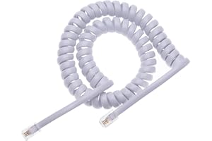 KEPLE RJ10 Cavo Telefonico per Telefono Riccio a Spirale del Microtelefono 2 Meter Compatibile con Telefoni Fissi Cisco, NEC, ROLM, ITT, TI (Bianco)