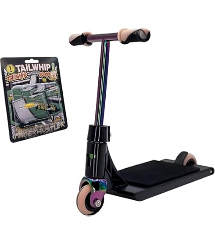 TAILWHIP Finger Scooter van Metaal, Mini-step Speelgoed voor Trucs, Bevordert de Handmotoriek, Compatibel met Finger Tech Deck Skateboard, Skatepark, Bike BMX, zwart