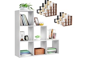 ‎MIADOMODO MIADOMODO® Treppenregal - Weiß, 6 Fächer, 97,5x29x97,5 cm, für Wohnzimmer, Stabil, Offen, Freistehend, Indoor, aus MDF-Platte - Stufenregal, Raumteiler Regal, Bücherregal, Standregal