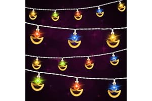 Landifor 9.8ft Diwali Light String Indian Themed Festival of Light Fairy Lights 20LEDs Colourful Dīpāvali Hanging Light Diwali Flame Shaped Lamps for Deepavali Indian Themed Diwali Puja Decor
