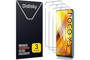 Didisky 3-Unidades Cristal Templado Protector de Pantalla para Xiaomi Poco X3, Poco X3 Pro, Poco X3 NFC 6.67", Antihuellas, Sin Burbujas, Fácil de Limpiar, 9H Dureza,Transparente
