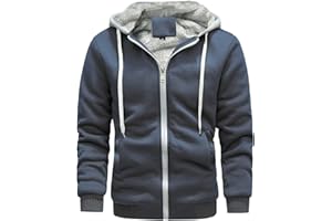 VSUSN Felpa Uomo con Cappuccio Invernale, Felpe Pile con Cappuccio di Spessore, Hoodie con Cerniera Integrale