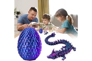 MR.HOKWY 3D Printed Dragon Egg - 3D Gemstone Dragon with Egg, , ADHD Fidget Toys for Kids Adults Dragon Ornament Crystal Dragon with Detachable Dragon Egg Desk Toys for Easter Birthday Gifts(Laser Purple)