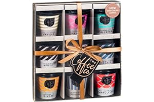 BAYTRADE Coffee Gifts - Instant Coffee Hamper | 9x Flavours Mini Travel Takeout Cups |Irish Cream, Salted Caramel, Latte, Mocha and More- Xmas Birthday | Christmas Gifts for Women Men |Drink for Coffee Lovers