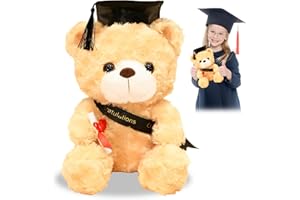 BYHSOEP Oso de peluche de peluche, oso de examen, regalo de graduación 2025, oso de peluche con diploma y sombrero de doctor, regalo de graduación, oso de peluche para graduación (blanco)