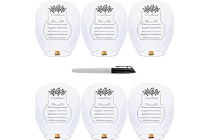 OYAYUBI Chinese Memorial Lanterns, 6 Pack, Sky Lanterns to Release, Upgraded Quality Fire Resistant Paper Lantern, ECO Friendly Flying Lanterns for Memory Event, Parties Supplies, Festivals, White Coulour