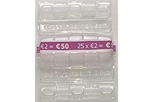 DESCONOCIDO Blister-Portamonedas reutilizable para 2 Euros - 50 monedas - packs de 250 unidades (Morado)
