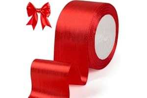 tenn well Geschenkband Rot 50mm, 22M Satinband Breit Geschenkband Schleifenband für Geschenkverpackung Brautstrauß Basteln Geburtstag Hochzeit Dekoration