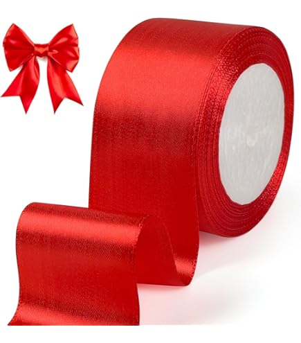 DOITOOL Geschenkband Mit Herzen - Rotes Schleifenband Für Geschenke & Deko | 5m Rollen Für Valentinstag & Hochzeiten