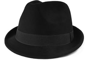 Zylioo Filcowe czapki Trilby w wielu rozmiarach, regulowany rozmiar ciepła czapka fedora, unisex kapelusz Manhattan, kubański kapelusz z krótkim rondem ze wstążką