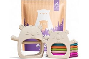 Infatot® Teething Toys for Baby Gifts – 2-Pack Koda Koala Teether Mitten Glove, Soothing Hand Teethers for Infants, Baby Toys 0-6 Months and Up, Newborn Essentials for Teething Relief, Cream