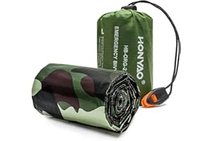 HONYAO Koc ratunkowy, do spania, survivalu, na biwak, pierwszej pomocy, wodoszczelny, namiot awaryjny, ultralekki, z gwizdkami sygnalizacyjnymi, na kemping, wędrówki