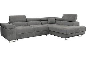 ‎MIRJAN24 Mirjan24 Ecksofa Torezio mit Bettkasten, Einstellbare Kopfstützen, Sofa mit Schlaffunktion, Eckcouch für Wohnzimmer, Polsterecke, L-Form Couch mit Bettfunktion (Manila 16, Seite: Rechts)