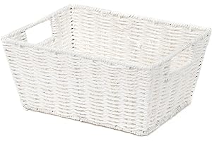 Compactor Etna Cesto Rettangolare in Carta Intrecciata a Mano, Bianco, 31 x 24 x H. 14 cm, RAN6544