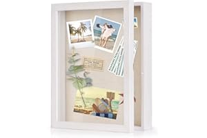 ‎LOVE-KANKEI Love-KANKEI 3D Bilderrahmen 28 x 35 cm Holz Objektrahmen zum Befüllen Shadow Box Frame mit 8 Stecknadeln, Geschenk für Familie Freunde usw. (Weiß)