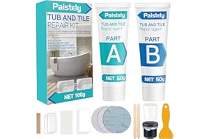 PAISTELY Tile Repair Kit, Shower Tray Repair Kits, Waterproof And Leak-Proof, Suitable for Scratches, Holes, Cracks, Chips, Dents, More Colour Choices (50g+50g)