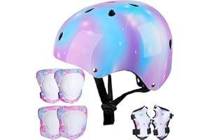 Unicorn Castle Casque Vélo Enfant de 3-8 Ans Enfant Sets Genouillères Coudières Protège-Poignets Réglables Kit de Protection Rollers Skate Trottinette Skateboard