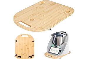 CTDMJ Planche coulissante pour Thermomix TM6/TM5, planche en bambou de qualité supérieure pour Thermomix avec roulettes, facile à glisser pour Thermomix TM6/TM5
