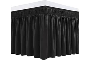 HULG Gonna da Letto Elasticizzata Avvolgente Matrimoniale/Singolo/Piazza E Mezzo Tinta Unita Gonna Letto con Volant Gonna da Letto Facile da Installare da 38/45 Cm (Black,(150x200)+38cm)