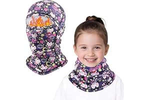 AYPOW Pasamontañas Térmico de Invierno Niños, Multifunción Prueba de Viento Forro Polar Cálido Máscara de Esquí Ciclismo Sombreros Gorro con Calentador de Cuello, Mascarilla para 4-10 Años Niños Niñas