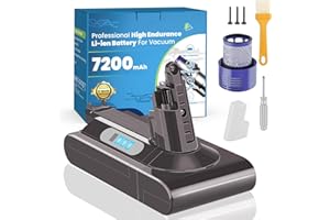 HUAENG Batteria di ricambio per Dyson V10, 7200 mAh V10 Animal/Absolute/Motorhead SV12 V10 Fluffy Cordless Stick Vaccuum Cleaner con 1 filtro e 3 viti incluse nella confezione (non compatibile con SV10)