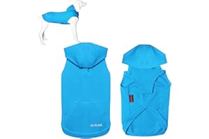 Kickred Dog Hoodie with Hat, Pocket & Leash Hole, Soft and Breathable Dog Sweater for Medium to Large Dogs, No-Sleeve Winter Dog Coat (Blue, M)