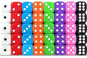 SMITH'S 2015 Smith’s® 40 Pack of Eco Friendly Dice | 16MM | 6 Sided Dice | No Harmful Materials | Rounded Edges for Smoother Rolling | 8 Beautiful Custom Colours