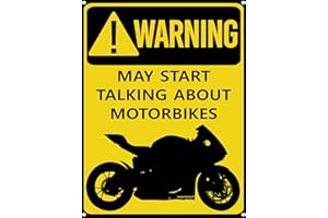 ITSPERFECTFOR Metal Motorcycle Sign, Motorcycle Garage Plaque, Motorcyclist Shed Decor, Biker Man Cave Wall Art, Warning May Start Talking About Motorbikes.