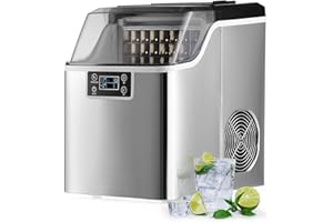 CREWORKS Macchina Ghiaccio 22kg/24 Ore Fabbricatore Ghiaccio 24 Cubetti in 11-20 Minuti Serbatoio 3.2L Macchina per Ghiaccio Autopulente con LCD Pannello per Casa Ufficio Bar Ristorante
