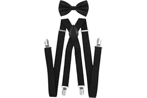 axy Herren Hosenträger mit Fliege - 4 Starken Clips X-Form