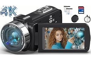 AONUOXIN Video Camera Camcorder HD 4K 80MP with IR Night Vision, 18X Digital Zoom Webcam Video Recorder, 3.0 Inch 270 Degree Rotation IPS Screen Vlogging Camera for YouTube with Two Batteries, and 32GB SD Card