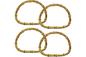Yayatty 4 Pz Manijas de Bambú para Bolso en Forma de D, Asas de Bolso de Bambú, Naturales Asas para Bolsos Bambu para Asas de Bolsos, Accesorios para Bolsos DIY