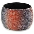 Avalaya Chunky Wide Black/Red Marble Effect Wood Bangle Bracelet - 20cm L/Large