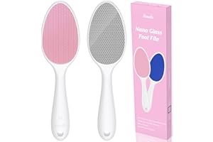 YOMANTA 2 en 1 Lima Para Pies Nano Vidrio - Lima Pies y Removedor con Mango Largo, Elimina Durezas y Callosidades, Foot File Suave Profesional, Uso Húmedo/Seco -Rosa