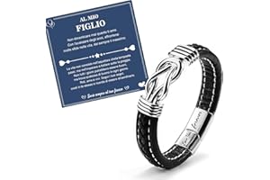 CheersLife Bracciale Uomo Intrecciato AL MIO FIGLIO Ti Amo Per Sempre - Acciaio Inox Con Chiusura Magnetica - Regalo per Figlio, Idee Compleanno Uomo